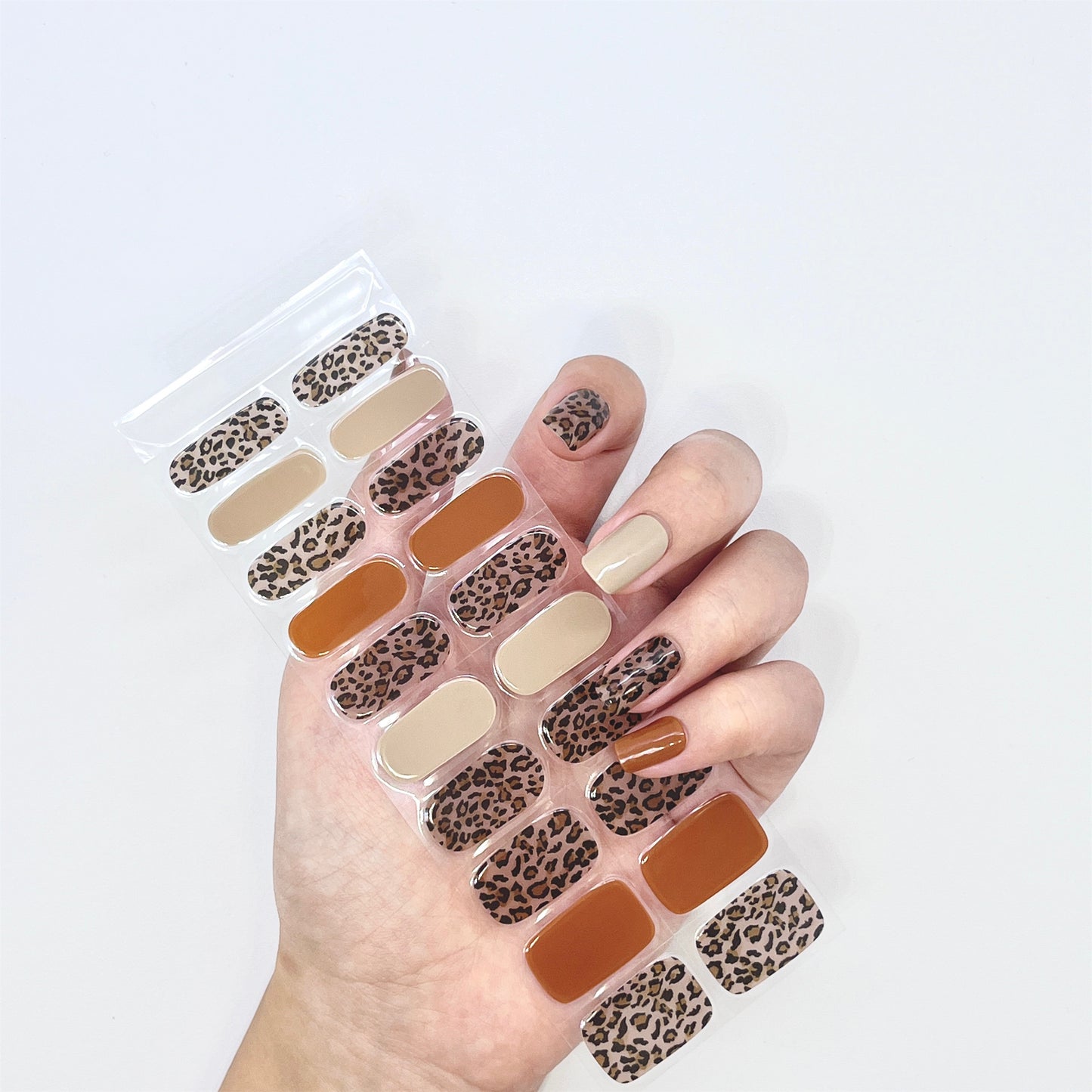 Leopard Cocoa Semicured Gel Nail Wraps Kit