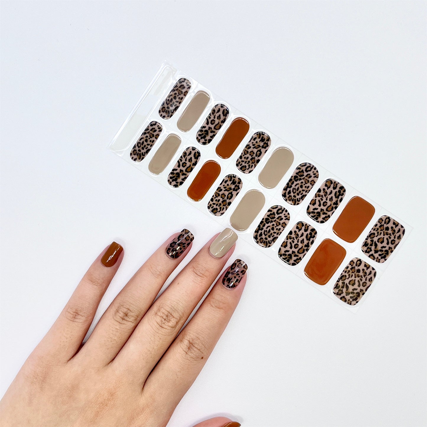 Leopard Cocoa Semicured Gel Nail Wraps Kit