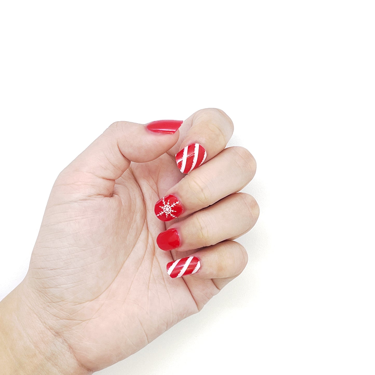 Red Snowflake Semi-Cured Gel Nail Sticker Kit