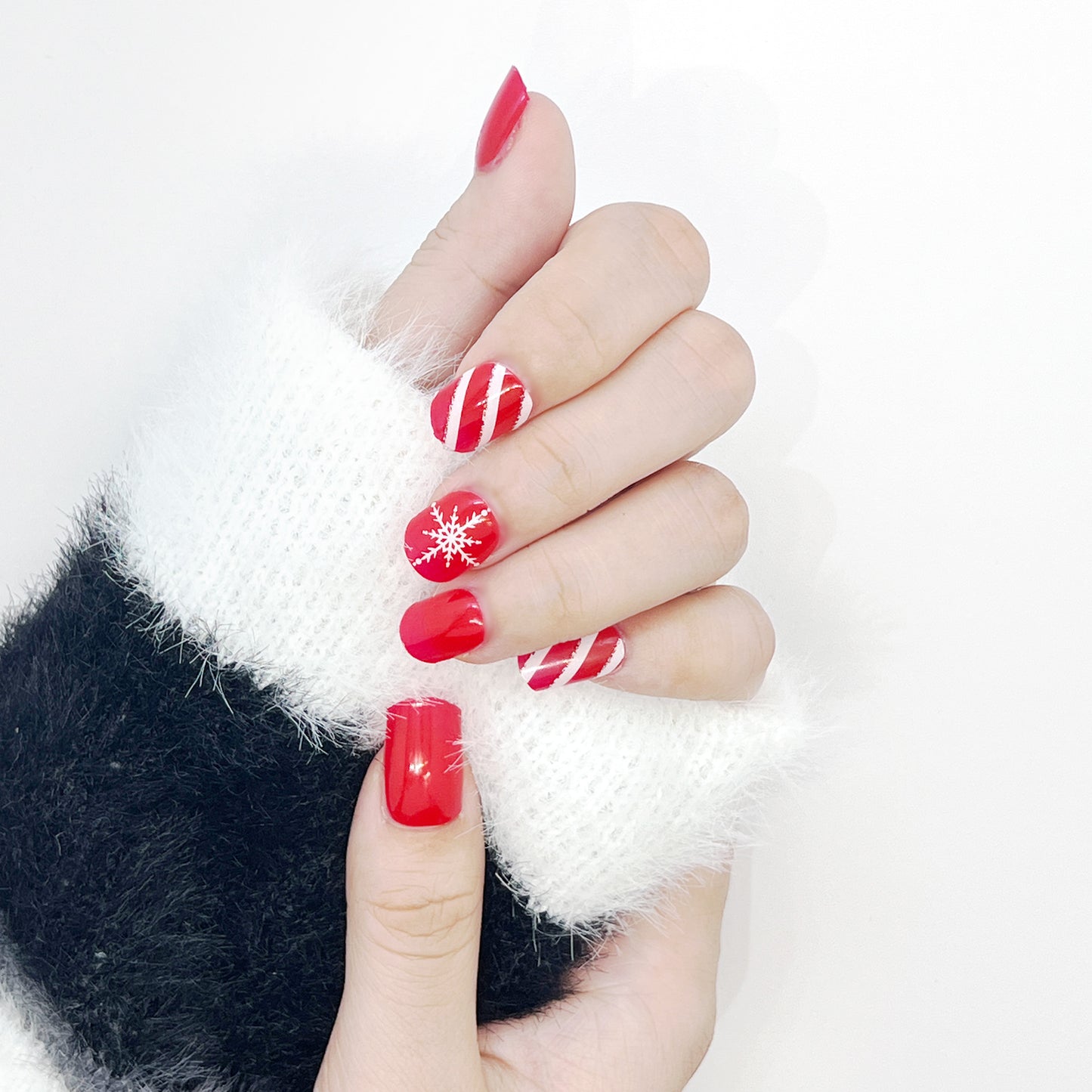 Red Snowflake Semi-Cured Gel Nail Sticker Kit