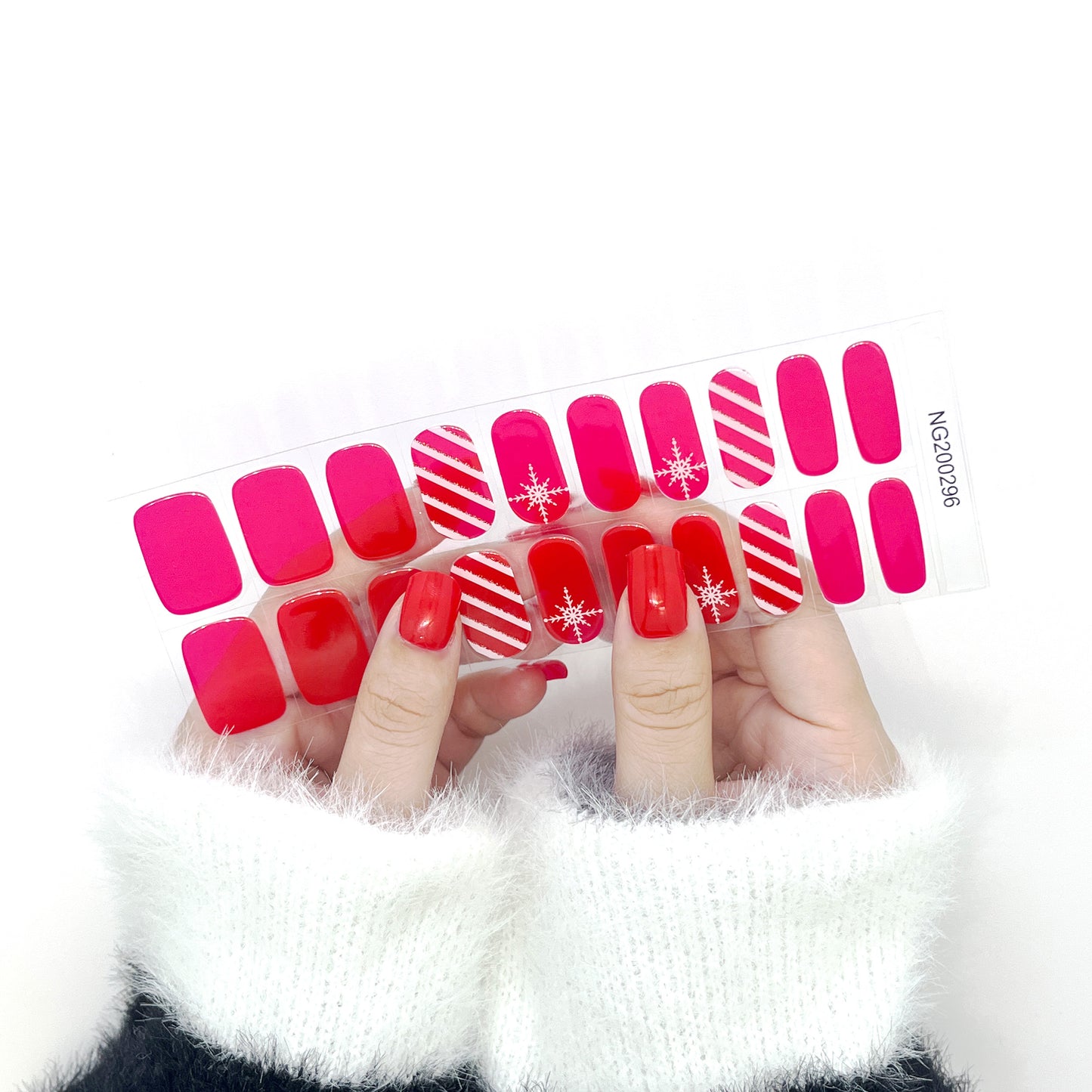 Red Snowflake Semi-Cured Gel Nail Sticker Kit