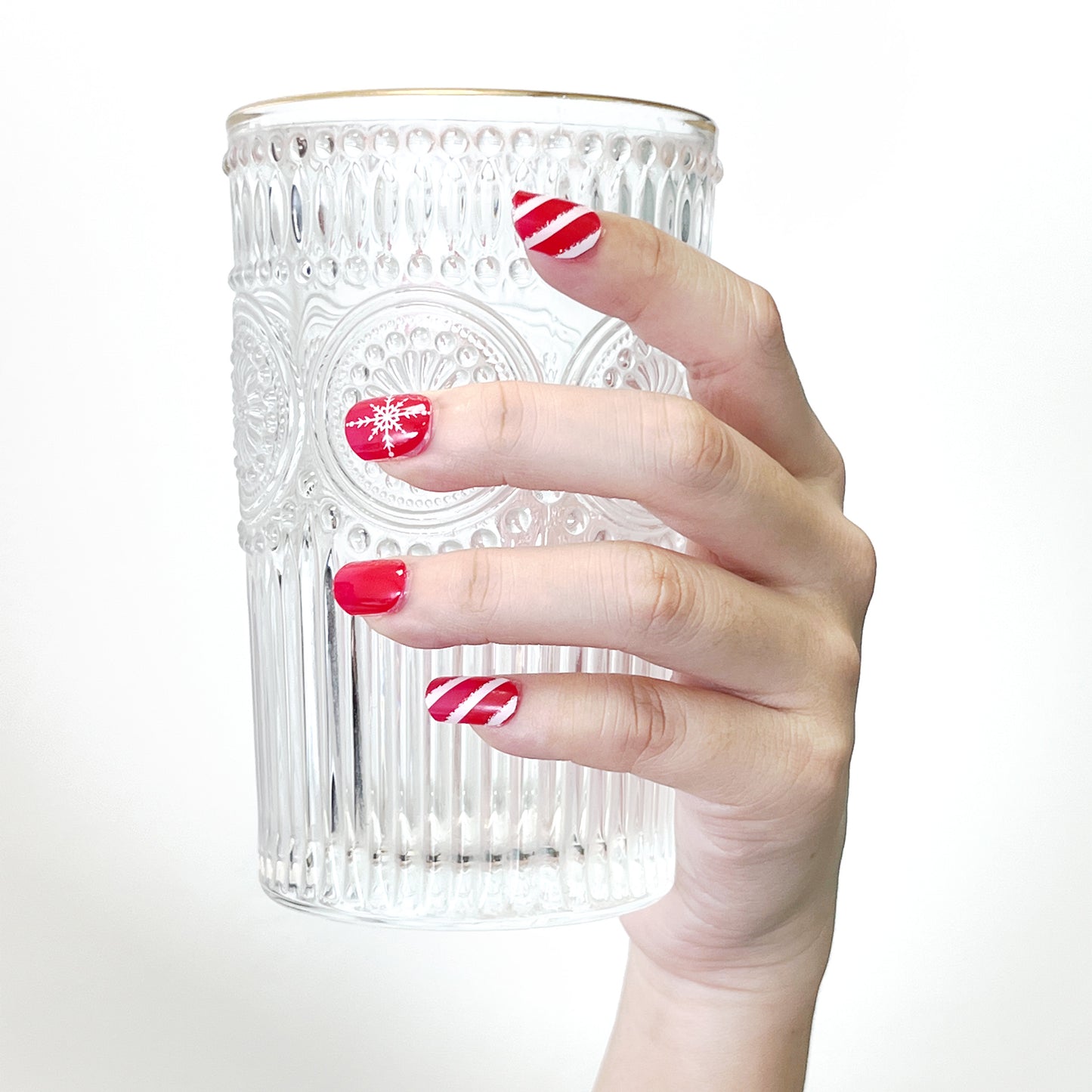 Red Snowflake Semi-Cured Gel Nail Sticker Kit