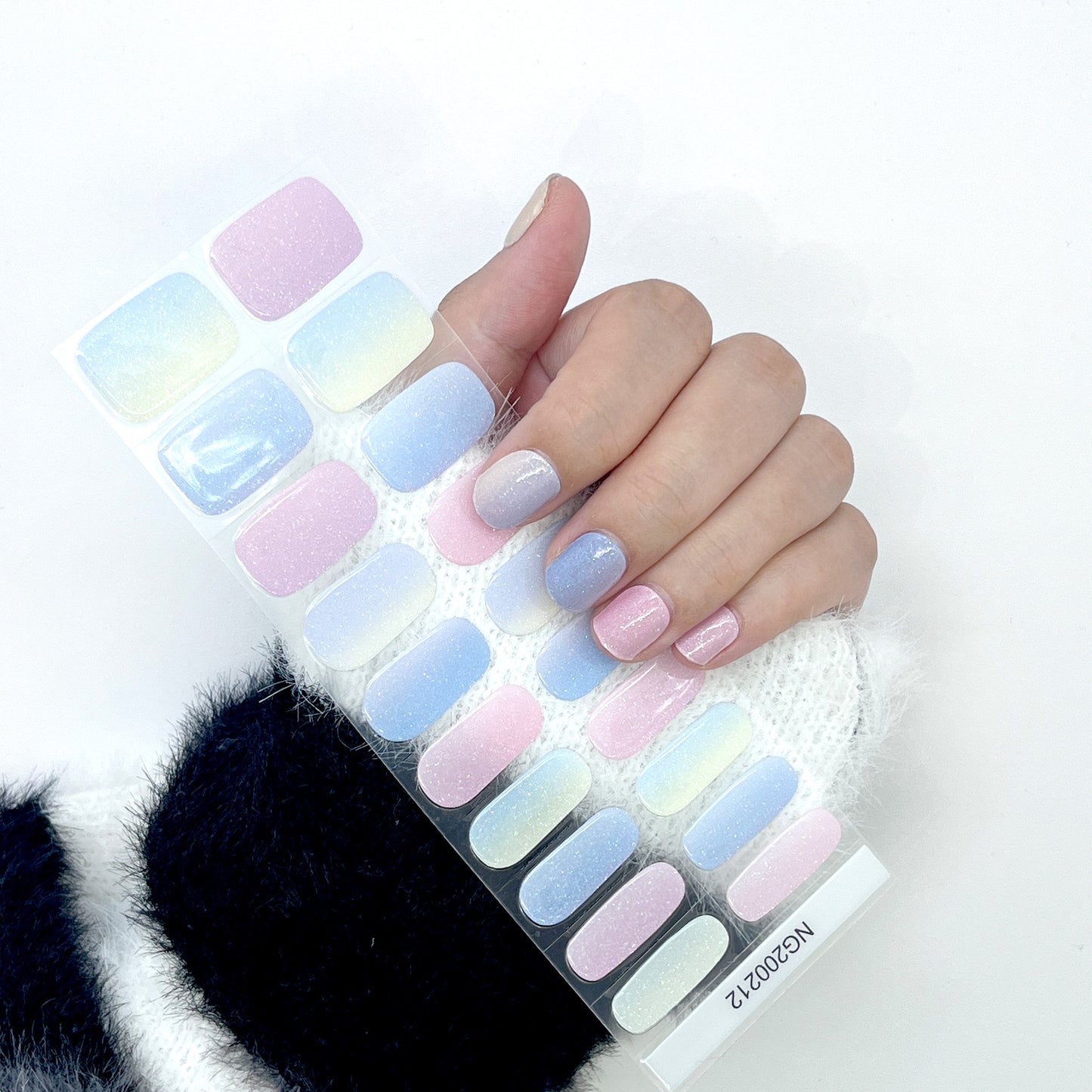 Macaron Colors Glitter Semicured Gel Nail Wraps Kit