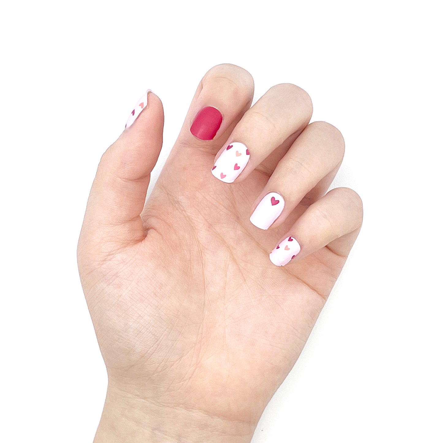 Light Red Gradient Heart Design Semi-Cured Gel Nail Sticker Kit