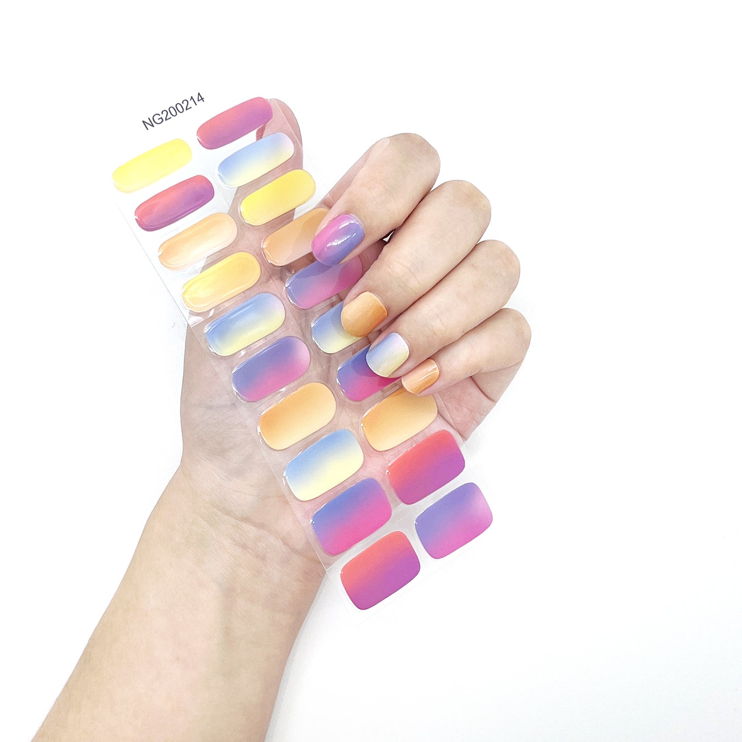 Colorful Gradient Design Semi-Cured Gel Nail Sticker Kit