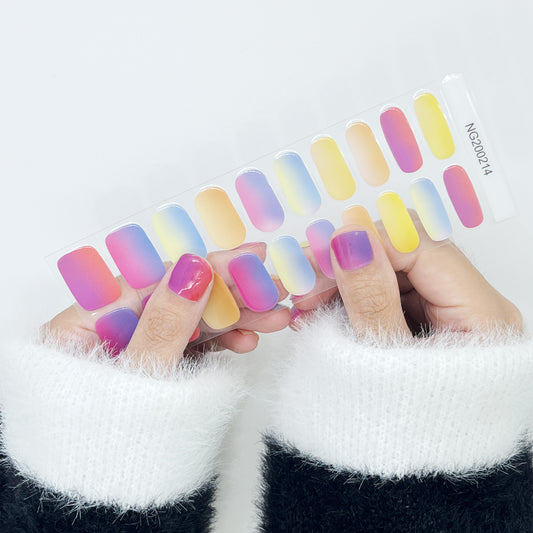 Colorful Gradient Design Semi-Cured Gel Nail Sticker Kit