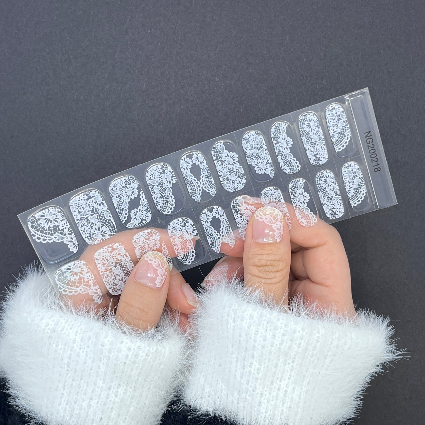 White Lace Semicured Gel Nail Wraps Kit