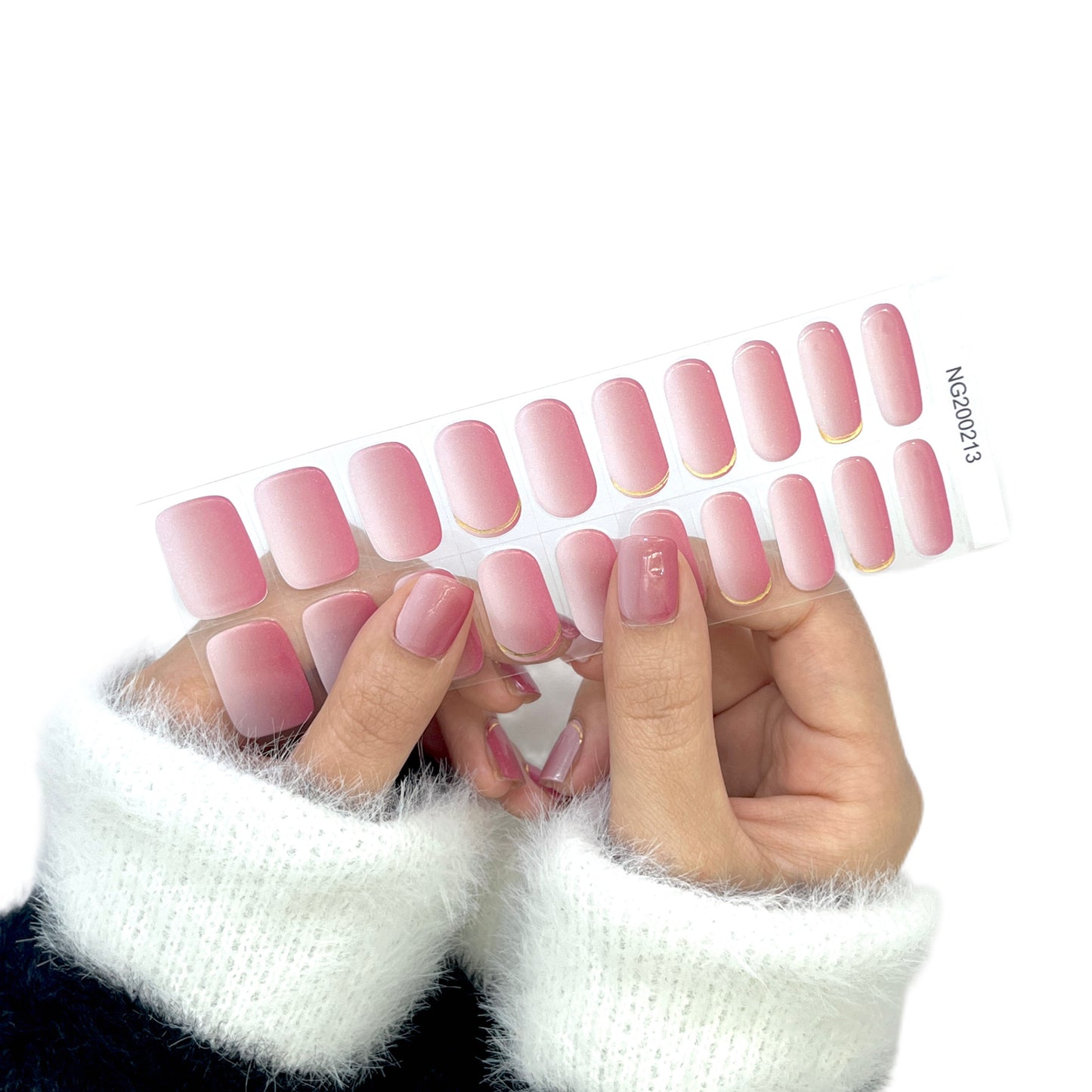 Red Gradient Crescent-shaped  Semicured Gel Nail Wraps Kit