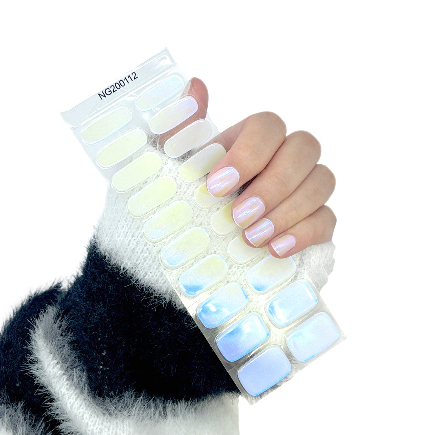 Blue and Yellow Laser Gradient Semicured Gel Nail Wraps Kit