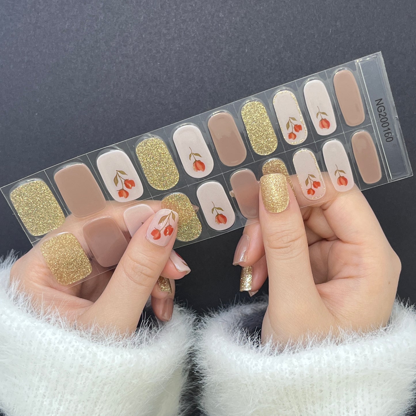 Gold-Plated Rose Semi cured Gel Nail Sticker Kit