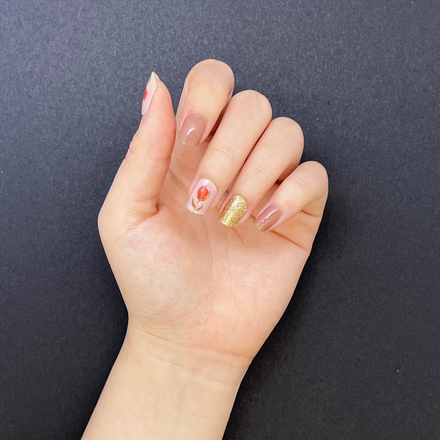 Gold-Plated Rose Semi cured Gel Nail Sticker Kit