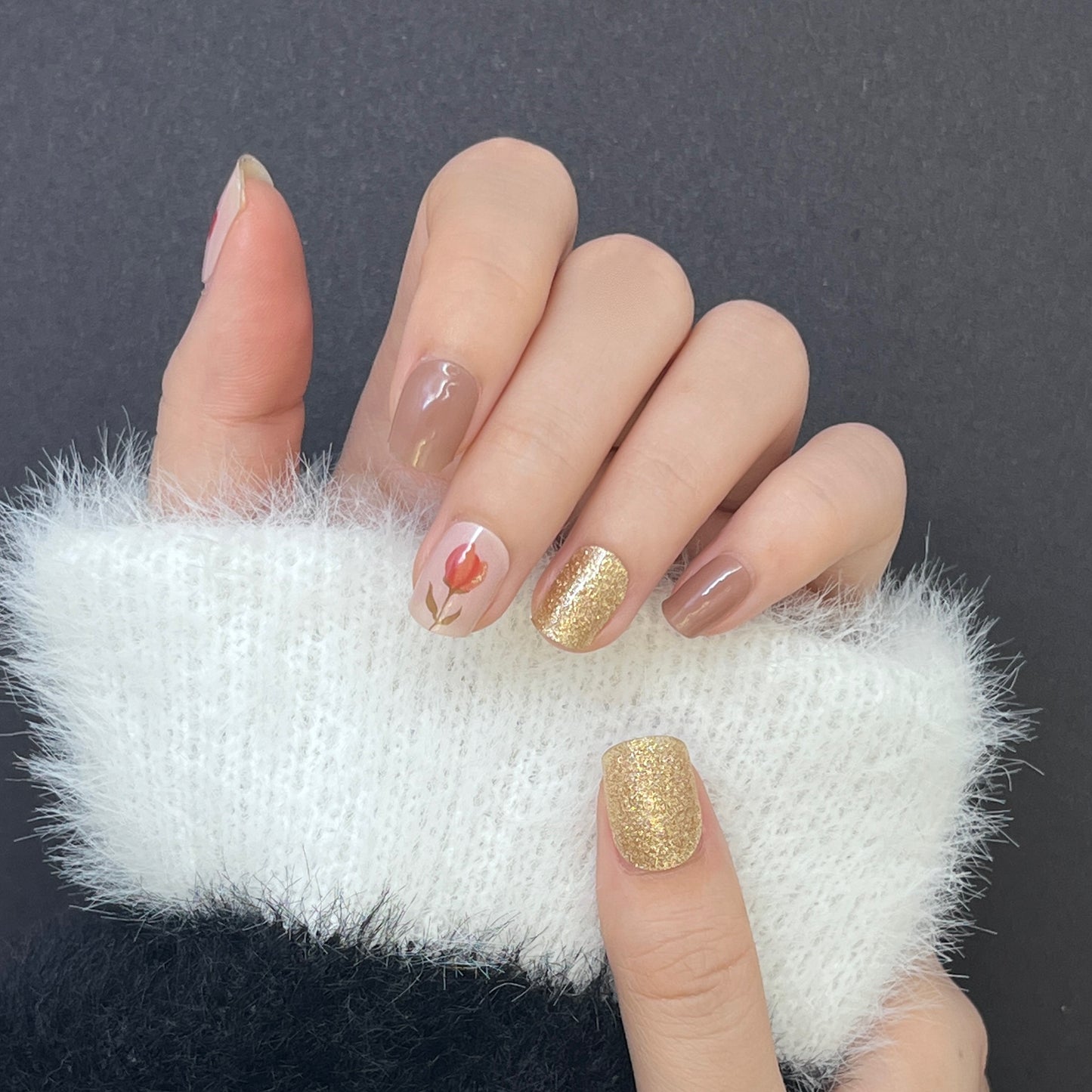 Gold-Plated Rose Semi cured Gel Nail Sticker Kit